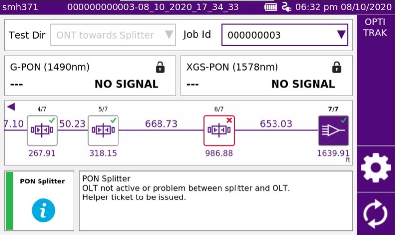 Fiber Optic Multimeter Performs ONT Splitter Continuity